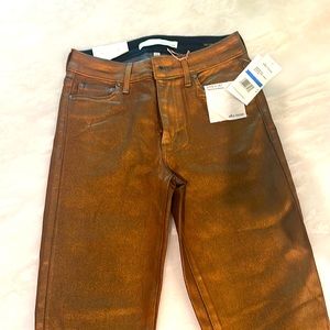 Ella Moss Gold foil high rise skinny ankle jean/pant